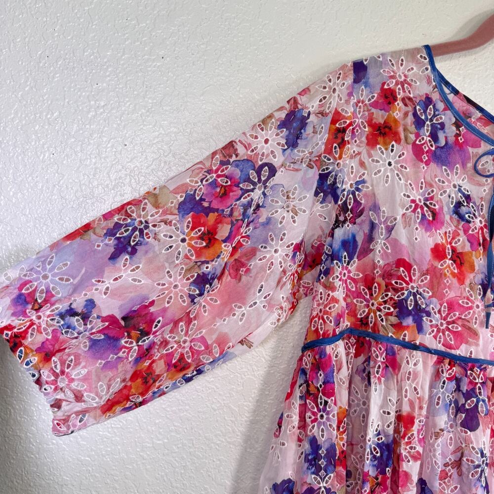 Johnny Was Dress Womens Small Summer Days Eyelet Tiered Midi Lined Boho NEW - Picture 6 of 12